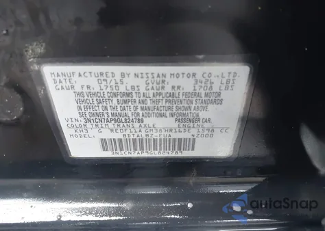 2016 Nissan Versa 1.6 Sv from USA, damaged, VIN 3N1CN7AP9GL824789